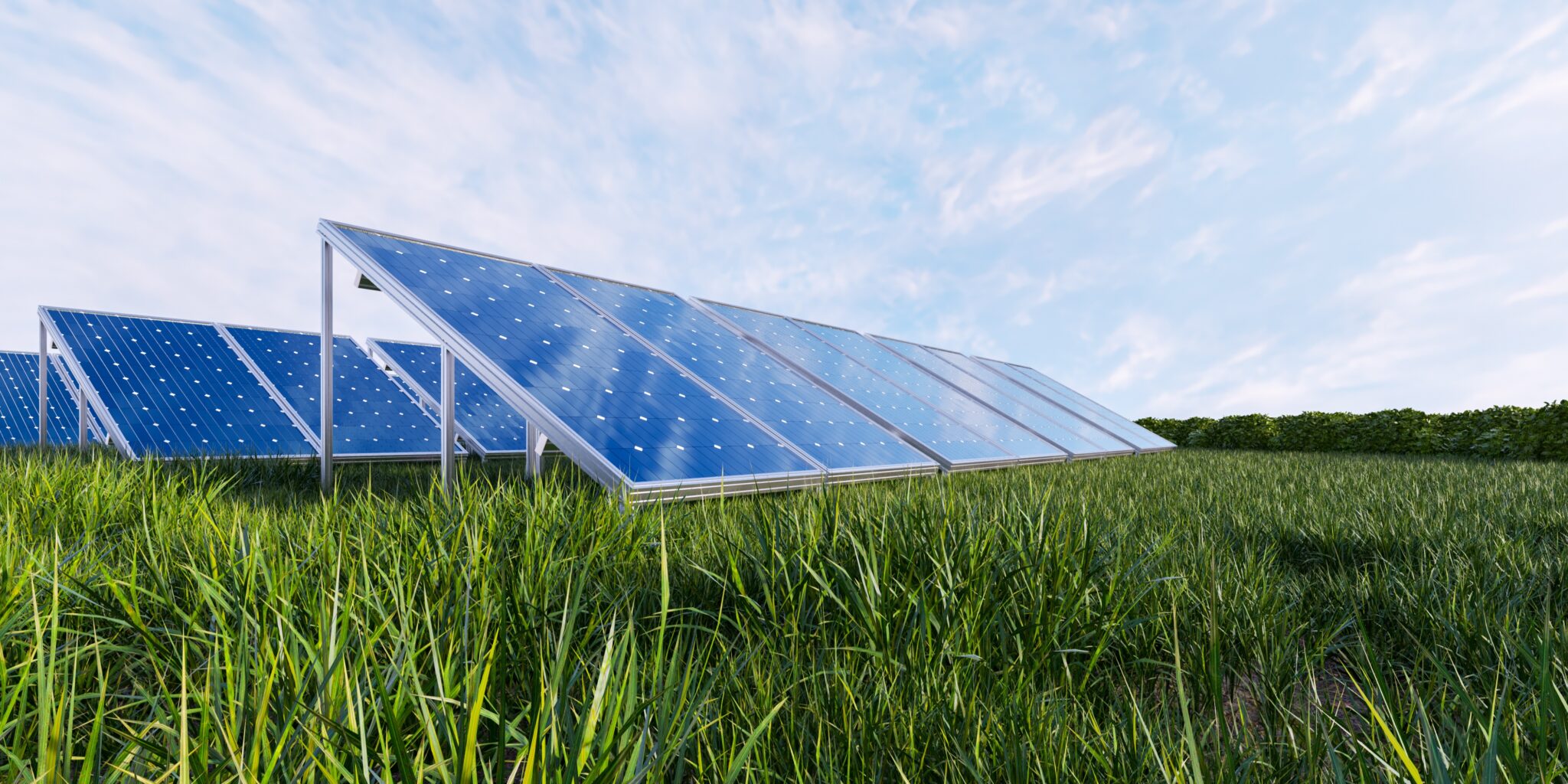 Solar power panel on sky background.