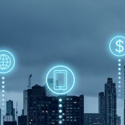 Futuristic smart city with 5G global network technology